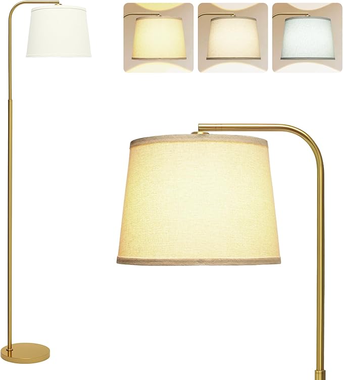 AKASUKI Floor Lamp for Living Room with 3 Color Temperatures, Foot Switch Standing Lamps for Living Room, Bedroom, Office, Arc Mordern Floor Lamp with 9W LED Bulb Included