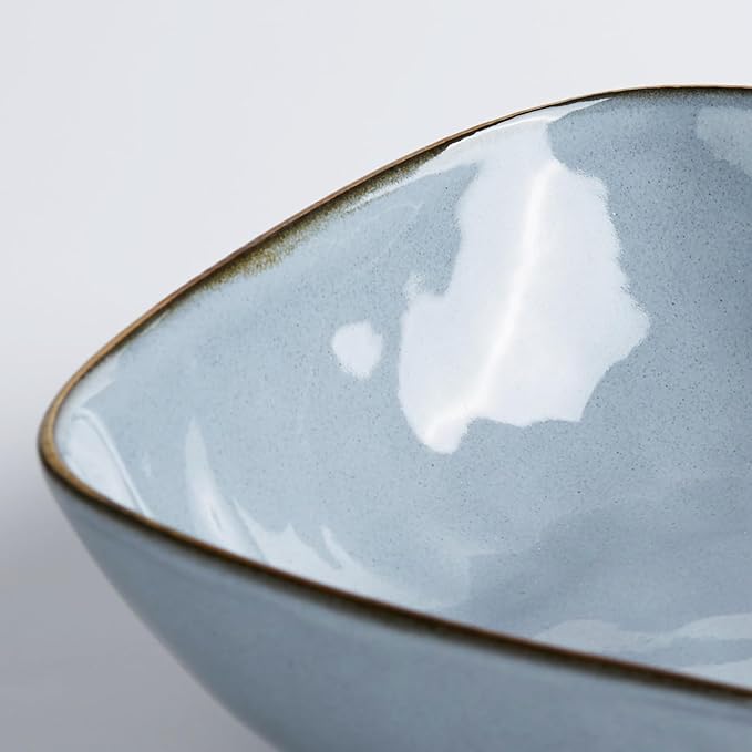 famiware Large Pasta Bowls Set of 4, Ocean Square 8" Bowls, Pasta Serving Bowl Large Dinner Bowls, Kitchen Bowl Set, Microwave and Dishwasher Safe, Scratch Resistant, Blue