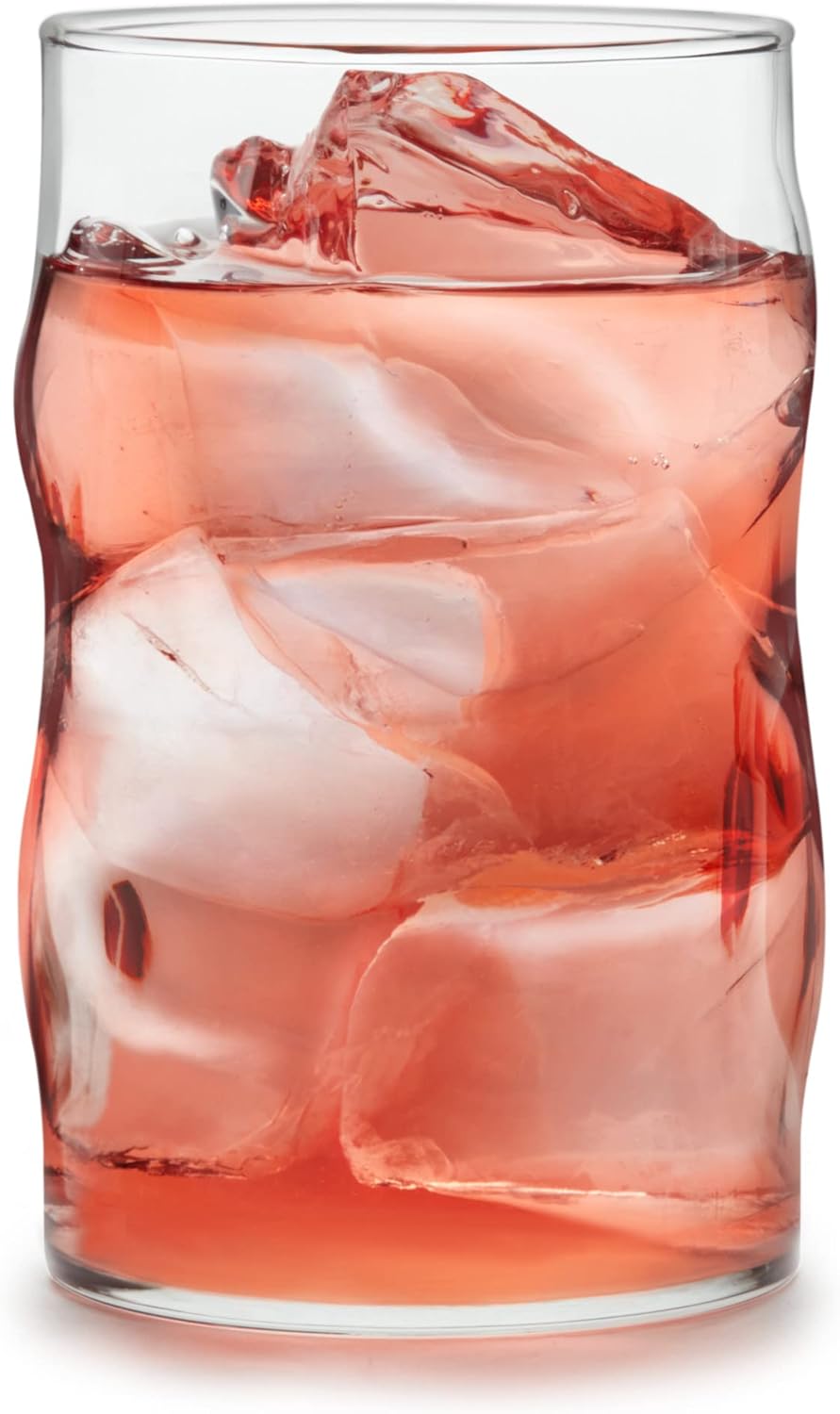 Libbey Lava Tumbler Drinking Glasses, All Purpose, Molten Groove Glasses Set of 8, Tactile, Tall Drinking Glasses for Water, Cocktails