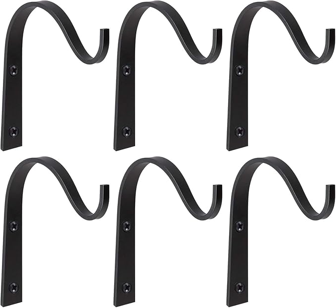 Mkono 6 Pack Iron Wall Hooks for Hanging Plant Lanterns, Plant Hanger Fence Metal Bracket for Bird Feeders, Wind Chimes, Mason Jar Sconces, Light Outdoor Indoor Rustic Home Decor, 3 Inch