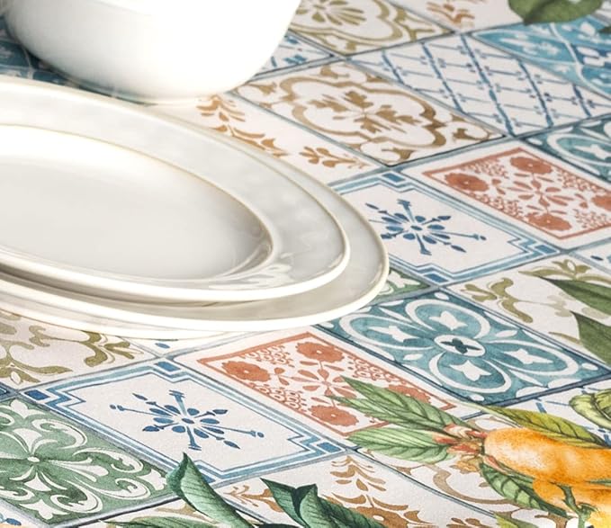 Maison d' Hermine Table Cloth Rectangle Table 100% Cotton 60 x 108 Inches Tablecloth Reusable Decorative Everyday Use for Dining Room, Farmhouse, Home, Party, Festive & Wedding Spring Summer - Agrume