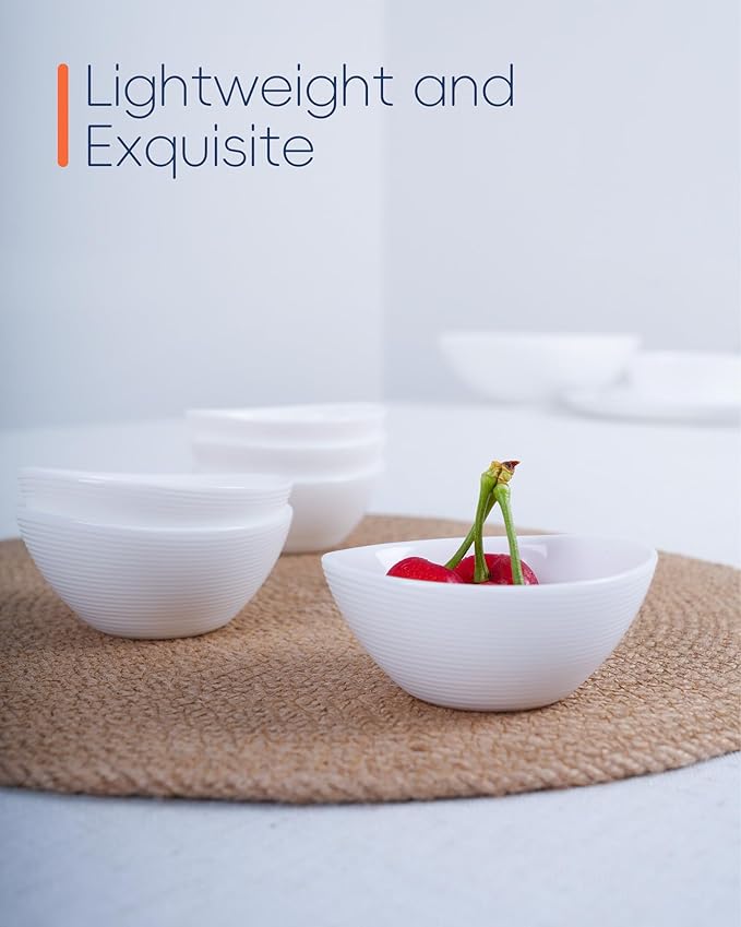 3 OZ White Dipping Bowl Set of 6, Opal Glass Small 3.5 inch Soy Sauce Dish, Mini Serving Pinch Bowls for Condiment Sushi Bread Ketchup BBQ Party