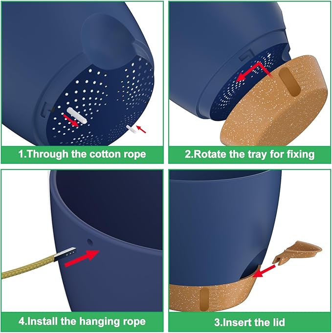 ZMTECH Hanging Planter 10 Inch, 2 Pack Hanging Baskets for Plants Indoor, Hanging Flower Pots with Drainage Hole, Visual Reservoir & 2 Kinds of Plant Hangers for Outdoor Garden Home Decor