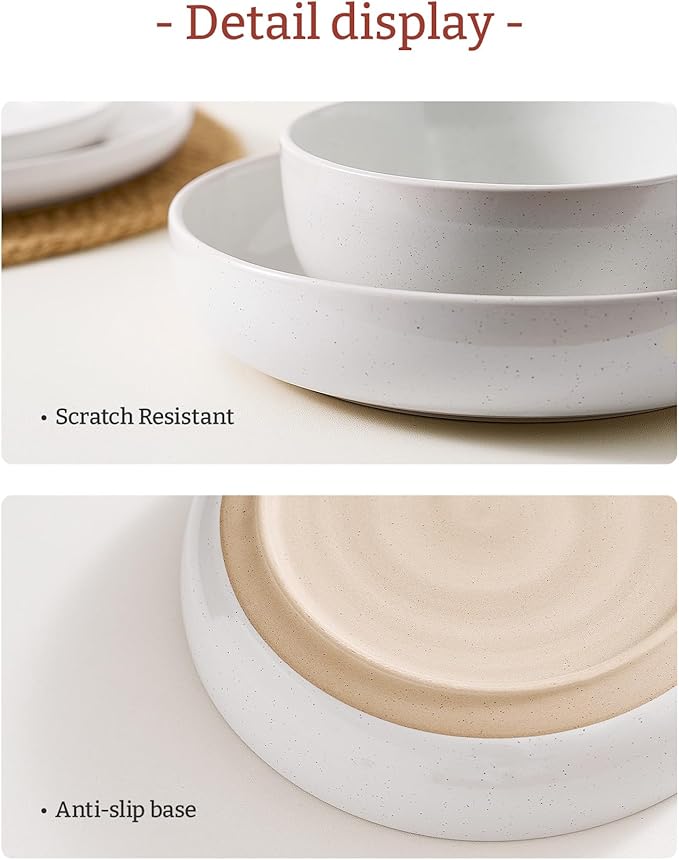 famiware Milkyway 33 oz Bowl Set, Pasta Bowls Set of 4, Salad Bowls Perfect for Your Friend for Housewarming, Thanksgiving, Christmas, White