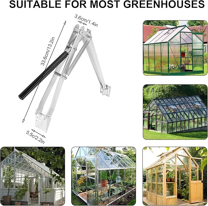 HUATOL Greenhouse Automatic Vent Opener, Solar Roof Vent Opening Kits, Greenhouse Vent Opener Dual Spring Up to 33lbs for Hothouse Cold Frame Gardening Tools