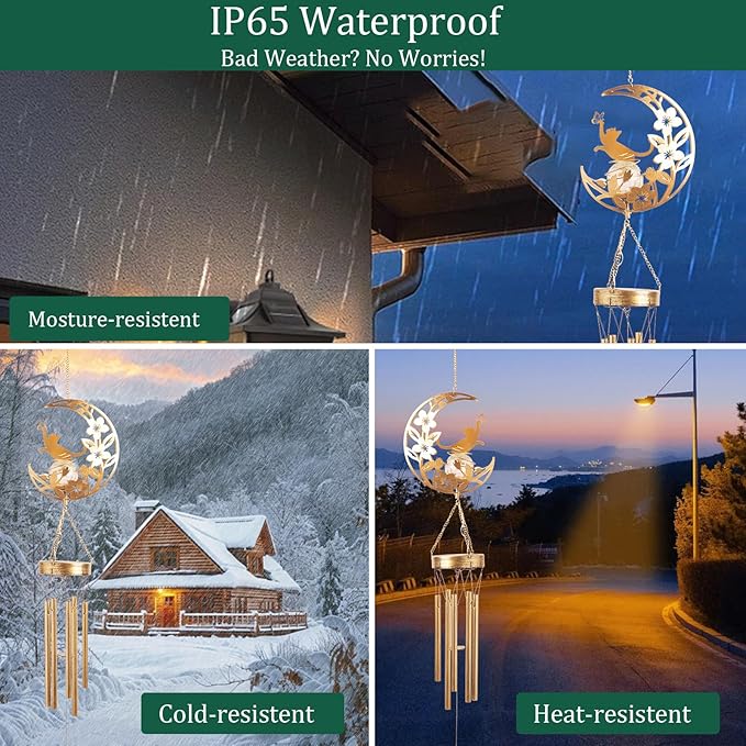 Cat Memories Wind Chime for Outside - Moon Design, Handcrafted Aluminum Wind Chimes for Garden Decor, Soothing Wind Bells for Porch/Patio, Perfect Housewarming/Birthday Gift for Women & Cat Owners