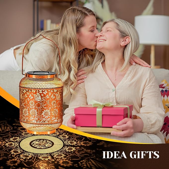 Hummingbird Solar Lantern Outdoor Waterproof Garden Decor, Christmas Gifts for Women, Mom, Metal Hanging Sunflower Solar Lights Outdoor Decoration for Yard, Patio, Tabletop, Pathway