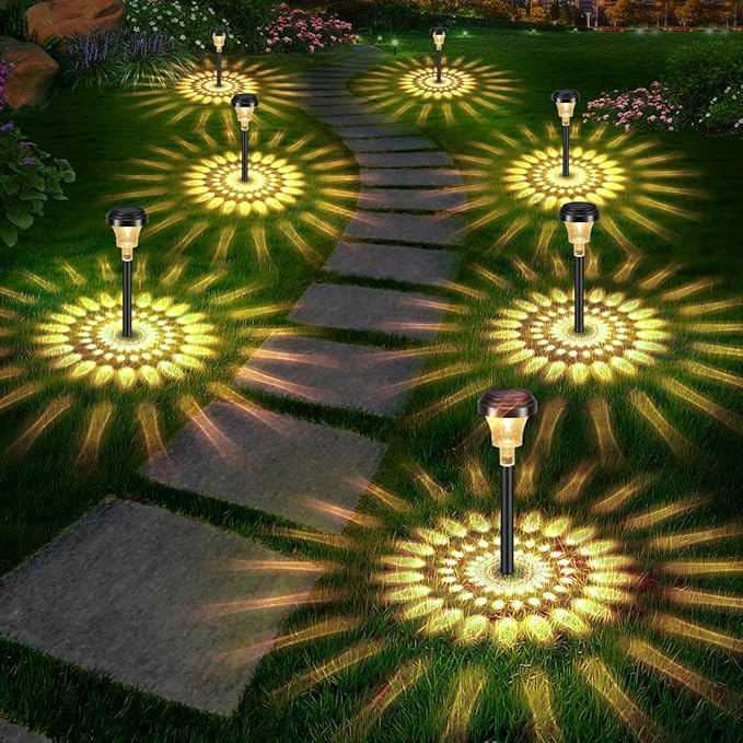 Solar Pathway Lights Outdoor 12 Pack Color Changing, LED Solar Outdoor Lights, IP65 Waterproof Solar Powered Garden Light for Walkway Yard Lawn Decorative(Multicolor&Warm White)