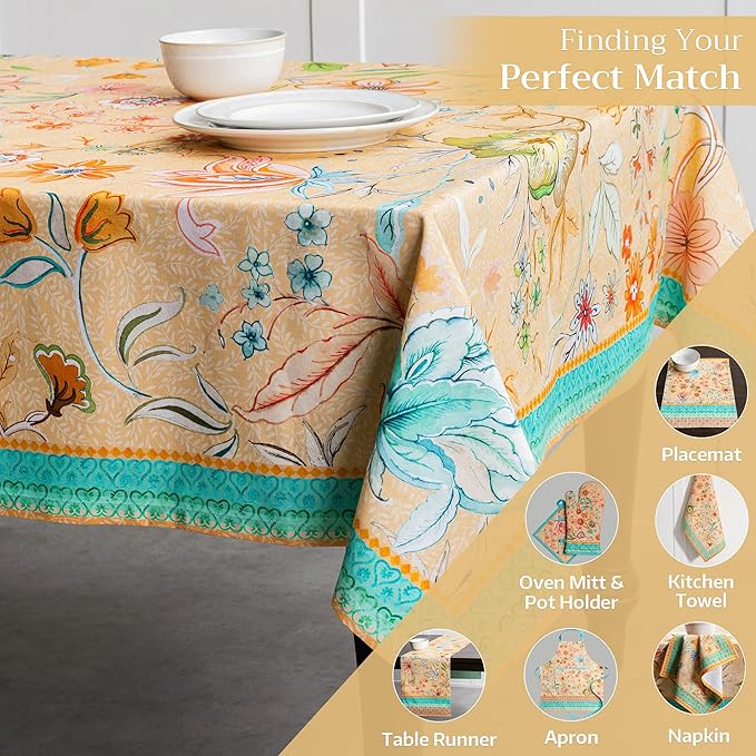 Maison d' Hermine Table Cloth Rectangle Table 100% Cotton 70 x 108 Inches Tablecloth Reusable for Dining Room, Farmhouse, Home, Party, Festive & Wedding Spring Summer - Luxury Loft – Peach