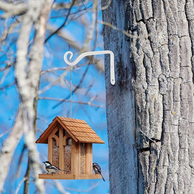 Jardim 2 Pack 6 Inch Premium Decorative Metal Iron Wall Hook, Indoor Outdoor Plant Hanger, Rustic Hanging Gardening Bracket Hook, for Planters, Bird Feeders, Lanterns, Wind Chimes (White)