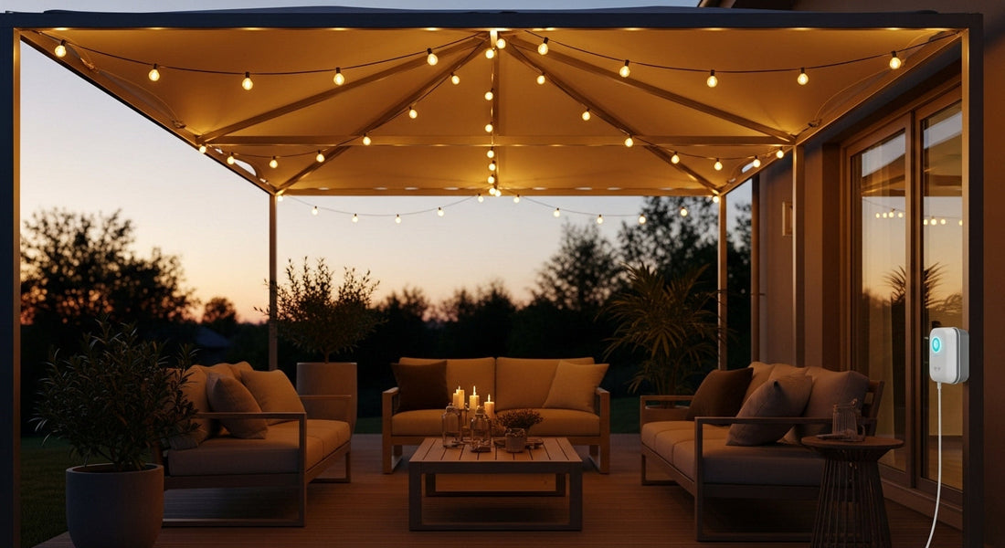 Smart outdoor lighting setup with automated scenes and smart plug control