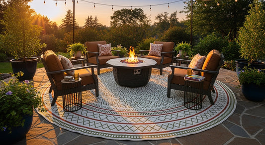 Well-arranged outdoor furniture creating inviting conversation area with optimal flow