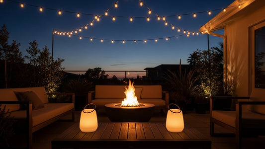 Cozy evening living room with warm ambient lighting and comfortable seating for wind-down routine