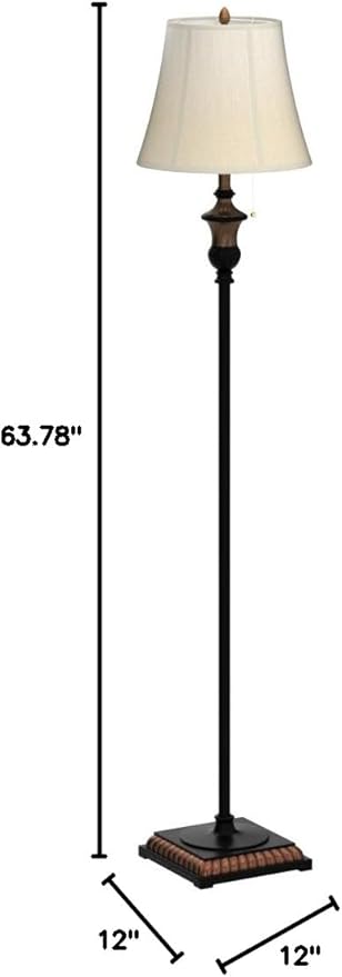 TOBUSA Traditional Floor Lamp, Classic Standing Lamp with Bronze Fabric Shade, Vintage Elegant Tall Pole Lamp for Living Room Bedroom Office Reading, Rustic Upright Floor Lights, Pull Chain Switch