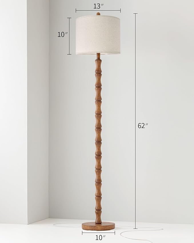 BOBOMOMO 62" Rustic Floor Lamp for Living Room, Retro Farmhouse Floor Lamp Rotary Switch, Resin Standing Lamp for Living Room, Corner, Dining Room, Bedroom, House