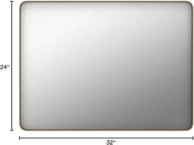 Bronze Bathroom Mirror 24x32 Inch, Brushed Bronze Metal Frame Mirror for Wall, Rounded Rectangle Bathroom Vanity Mirror with Tempered Glass, Anti-Rust, Horizontal/Vertical
