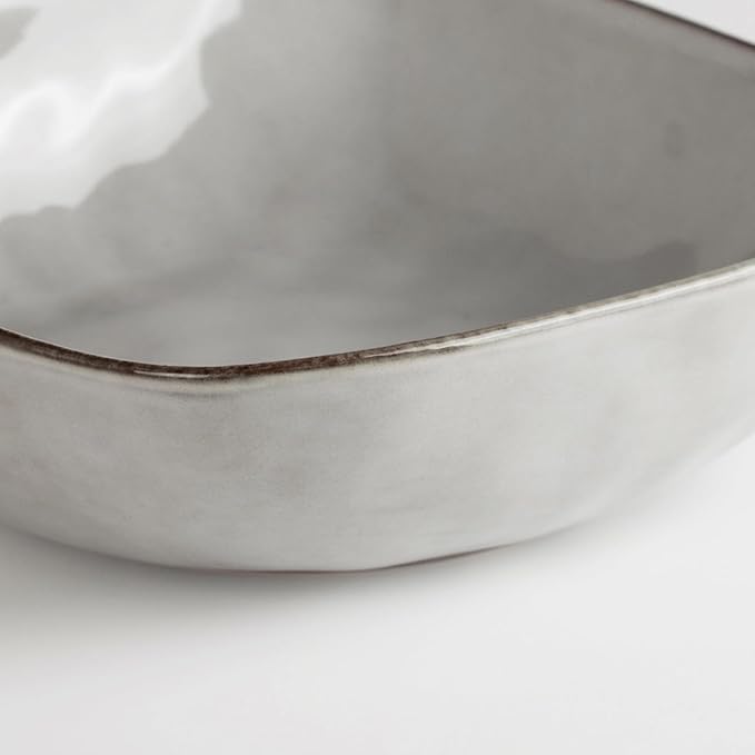 famiware Large Pasta Bowls Set of 4, Ocean Square 8" Bowls, Pasta Serving Bowl Large Dinner Bowls, Kitchen Bowl Set, Microwave and Dishwasher Safe, Scratch Resistant, Grey