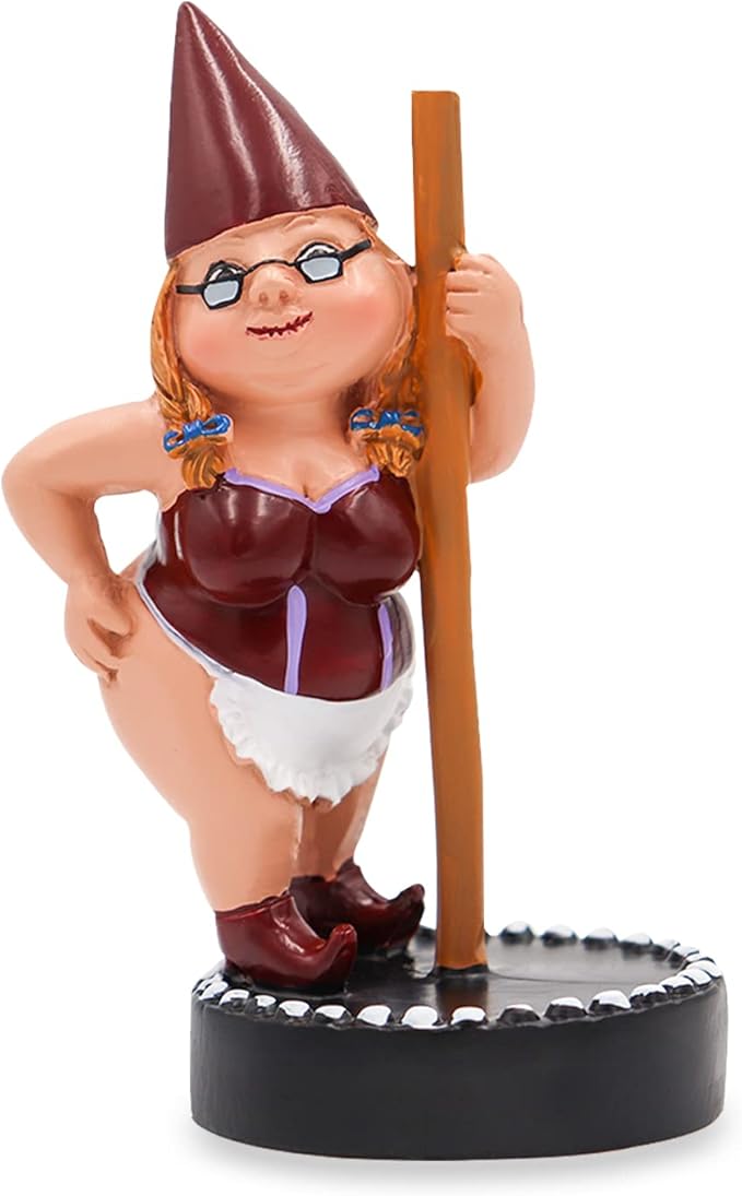 Pole Dancing Gnome Statue, Resin Garden Gnome Statues, Funny Outdoor Gnome Figure, Creative Garden Spring Decoration, Pole Dance Garden Gnome, Spring Garden Statue, Dancing Lady Gnome Statue (Red)