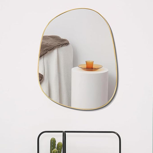 Asymmetrical Mirror for Wall Decor 27"*35", Modern Gold Framed Wall Mirror for Living Room Bathroom Bedroom Entryway ELE-STOU-0063Gold