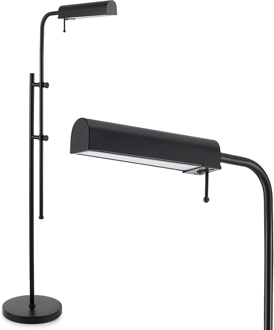 VONLUCE LED Floor Lamp, 62.5" Industrial Floor Lamp for Living Room with Adjustable Height Swing Arm Head 3 Color Temperatures, Metal Standing Pole Lamp for Bedroom Reading, Black