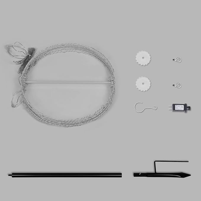 Christmas Ball Sphere, 10IN 48LED Hanging Tree and Pathway Light With Hook and Stake, Foldable Metal Frame for Outdoor Garden, UL Listed, White Frame, Warm White