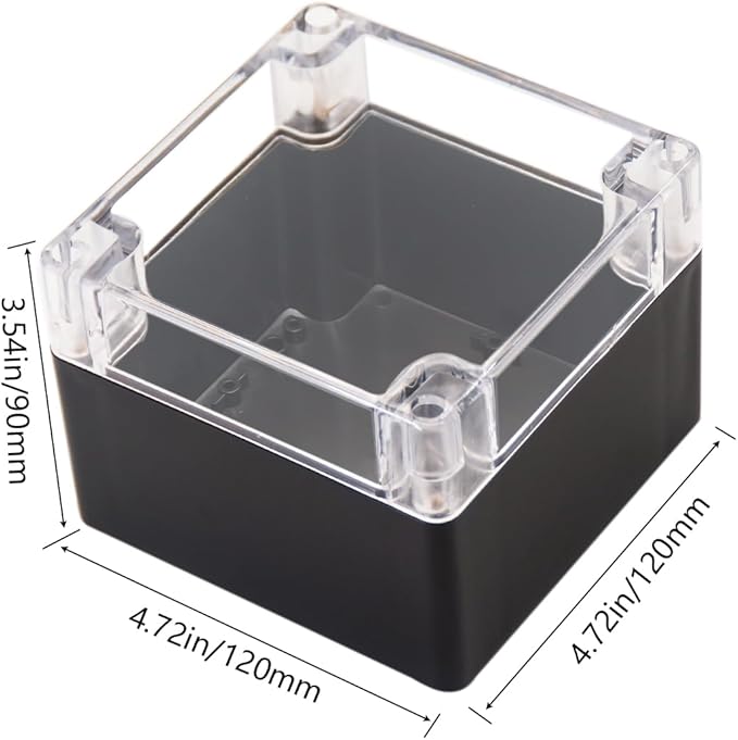 Project Box IP65 Waterproof Junction Box ABS Plastic Black Electrical Boxes DIY Electronic Project Case Power Enclosure Clear Cover 4.72"x4.72"x3.54"