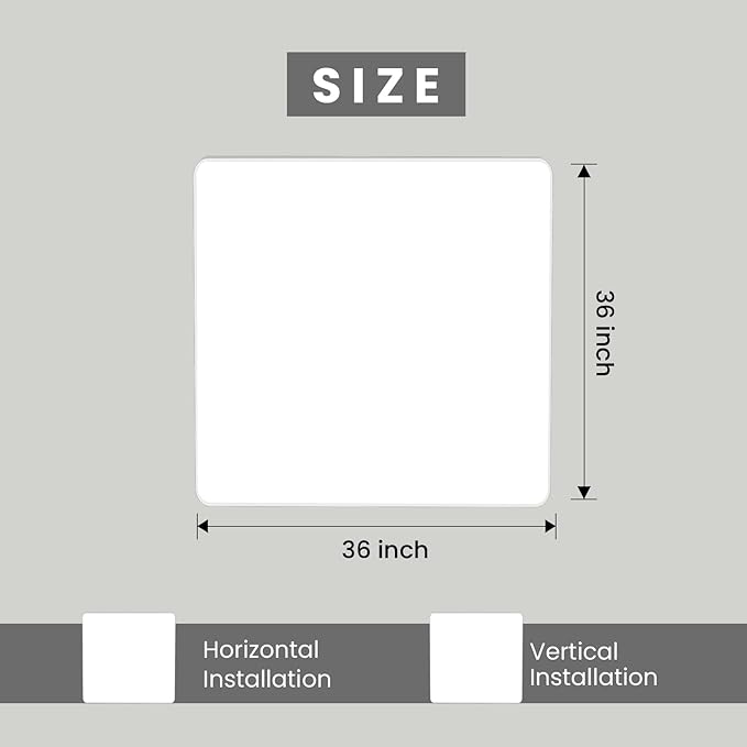 White Bathroom Mirror 36x36 Inch, White Metal Framed Bathroom Mirror for Wall, Rounded Rectangle Matte Bathroom Vanity Mirror, Tempered Glass, Anti-Rust, Horizontal/Vertical