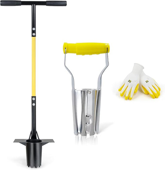 Jardineer Bulb Planter Tool Long Handle and Small Flowers Transplanter Tool, 3PCS Bulb Planting Set for Tulips, Daffodils, Lily