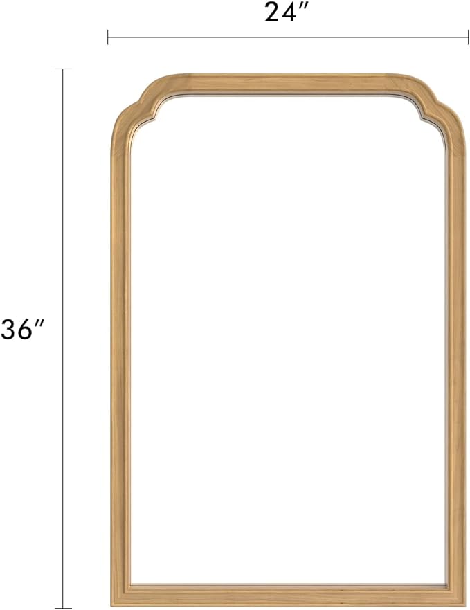 HOMECOOKIN Wood Bathroom Mirrors for Wall Mounted, 24" x 36" Rustic Wood Frame Wall Mirrors Decorative for Living Room or Bedroom Vanity Mirror (Natural) B