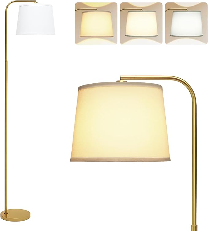 AKASUKI Floor Lamp for Living Room with 3 Color Temperatures, Foot Switch Standing Lamps for Living Room, Bedroom, Office, Arc Mordern Floor Lamp with 9W LED Bulb Included