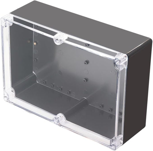 Project Box IP65 Waterproof Junction Box ABS Plastic Black Electrical Boxes DIY Electronic Project Case Power Enclosure Clear Cover 10.35“x7.17”x3.74“