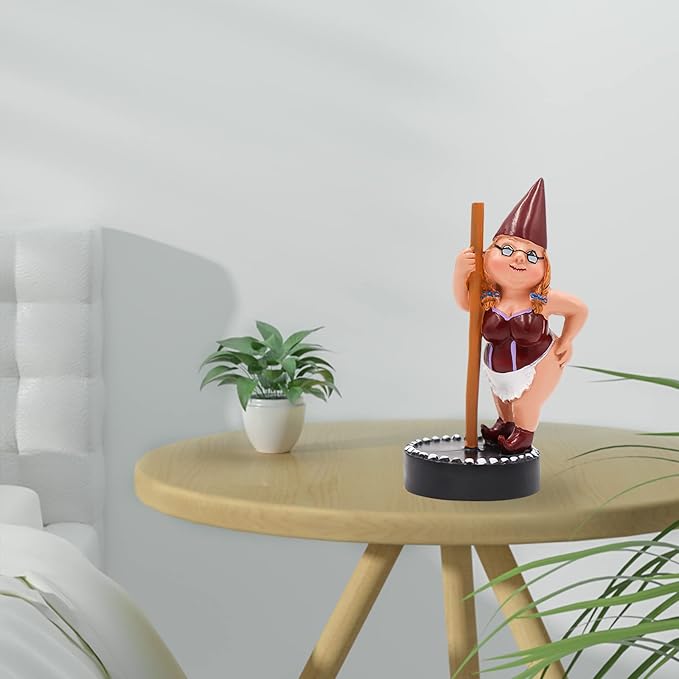 Pole Dancing Gnome Statue, Resin Garden Gnome Statues, Funny Outdoor Gnome Figure, Creative Garden Spring Decoration, Pole Dance Garden Gnome, Spring Garden Statue, Dancing Lady Gnome Statue (Red)