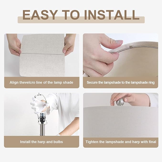 24 inch Vintage Ceramic Table Lamp - Single Farmhouse Rustic Bedside Lamp with Natural Textured Finish, Nightstand Lamps for Living Room, Bedroom, End Table