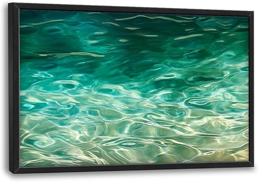 Lovira Green Water Wave Large Wall Art Spring Nature Landscape Scenery Canvas Wall Decor Pictures Prints Painting Framed Artwork Home Decorations for Living Room Bedroom Bathroom Office 24"x36"