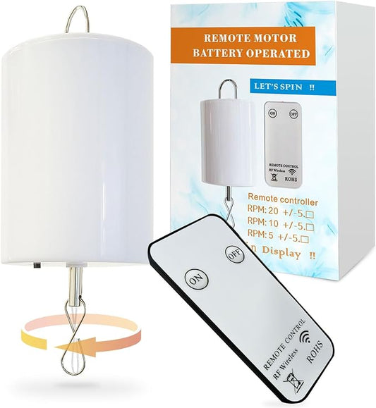 Disco Ball Motor Wind Spinner Mirror Ball Hanging Display Motor Rotating Motor,Garden Decor Motor for Wind Chimes,with Mini Remote Controller for Battery Operated Motor-20 RPM