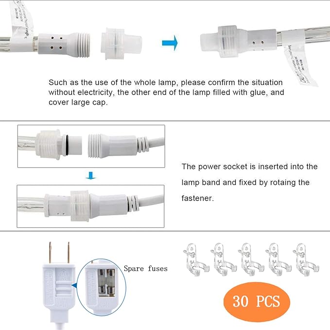100ft LED Rope Lights Outdoor, 720 LED Connectable and Flexible Tube Lights with 8 Modes, Waterproof LED Rope Lighting for Garden, Patio, Pool, Bedroom, Party, Indoor Outdoor Decoration (Warm White)