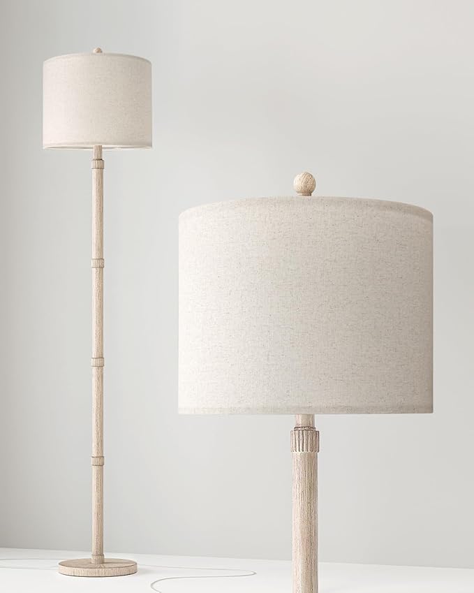 BOBOMOMO Retro Farmhouse Floor Lamp Rotary Switch, 62" Resin Vintage Floor Lamp, Rustic Tall Floor Lamps for Living Room, Corner, Bedroom, Office(Without Bulb)