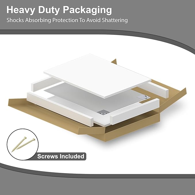 Rectangle Bevelled Frameless Mirror - Wall Mirror 30” x 36”, Shatterproof Modern Bathroom Mirror for Gym, Bathroom Vanity, Entryways with Bevelled Edge, Horizontally or Vertically