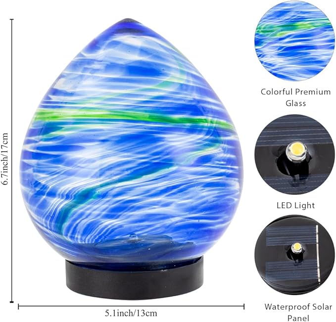 Solar Pathway Lights, Decorative Glass Garden Lights Waterproof Globe Light, Colorful Outside Solar Lanterns for Yard, Lawn, Patio, Tabletop