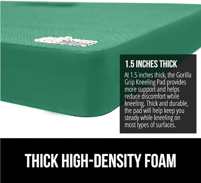 Gorilla Grip Extra Thick Kneeling Pad, Supportive Soft Foam Cushioning for Knee, Water Resistant Construction for Gardening, Bathing Baby, Workout Supplies, Lightweight, Garden Work Gifts