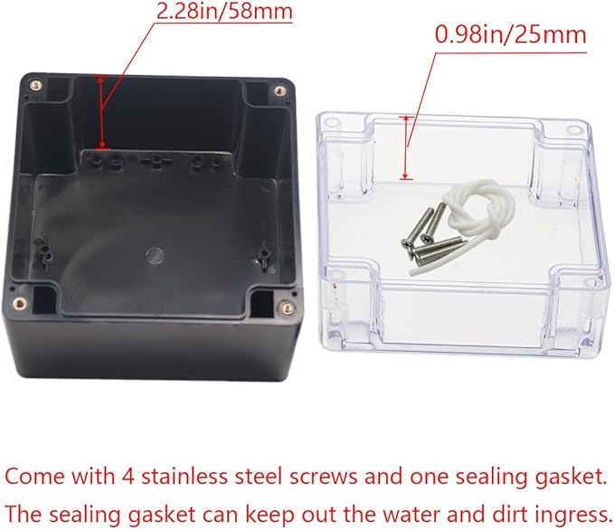 Project Box IP65 Waterproof Junction Box ABS Plastic Black Electrical Boxes DIY Electronic Project Case Power Enclosure Clear Cover 4.72"x4.72"x3.54"