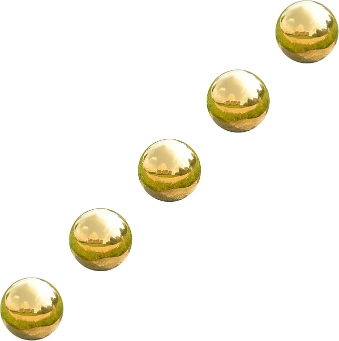 Nerien Gazing Ball, 2 Inch Stainless Steel Garden Mirror Globe, Polished Ornament Sphere, Hollow Floating Reflective Hemisphere, for Home Outdoor Pond Housewarming Swimming Decoration, Gold, 5pcs