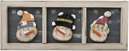 wovorins Wood Christmas Wall Decor Snowman Sign Decorative Hanging Plaque Wooden Merry Xmas Holiday Winter Home Decor Rustic Snowman Ornament Wall Art Home Decoration Indoor