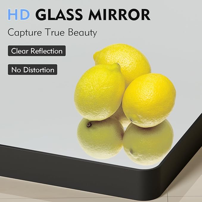 Black Bathroom Mirror 22X30 Inch, Black Metal Framed Mirror for Wall, Rounded Rectangle Matte Bathroom Vanity Mirror with Tempered Glass, Anti-Rust, Horizontal/Vertical