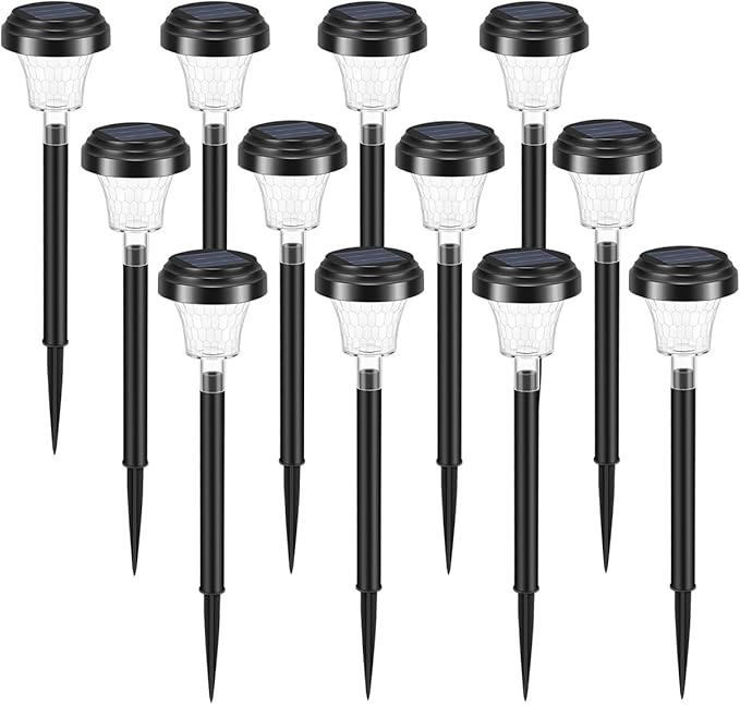 Solar Pathway Lights Outdoor 12 Pack Color Changing, LED Solar Outdoor Lights, IP65 Waterproof Solar Powered Garden Light for Walkway Yard Lawn Decorative(Multicolor&Warm White)