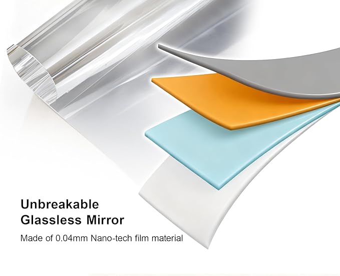 Octagon Mirror for Wall 24 Inch Black Metal Frame, Glassless Bathroom Mirrors for Over Sink, No Drill Adhesive Wall Decor for Entryway Vanity Living Room Dining Room Bedroom