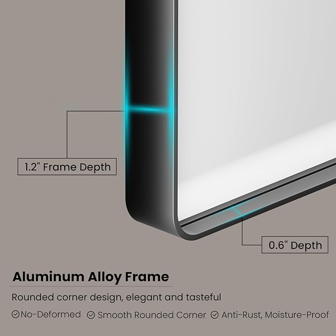 Black Bathroom Mirror 77X36 Inch, Black Metal Framed Mirror for Wall, Rounded Rectangle Matte Bathroom Vanity Mirror with Tempered Glass, Anti-Rust, Horizontal/Vertical