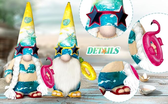 Summer Decorations for Office - Cute Summer Time Decorations for Home - Hawaiian Bikini Gnomes Plush Doll - Beach Theme Decor Indoor, Table, Desk