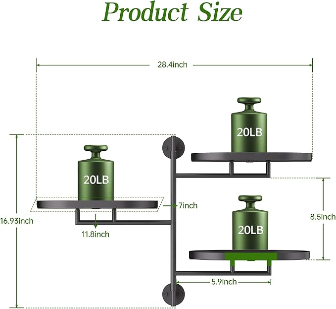 WIndow Sill Rotating Plant Stand Shelf Indoor Black Metal Floating Shelves 3-Tier Wall Mount Plant Holders for Living Room Wall Planter Modern Home Decor for Gardening