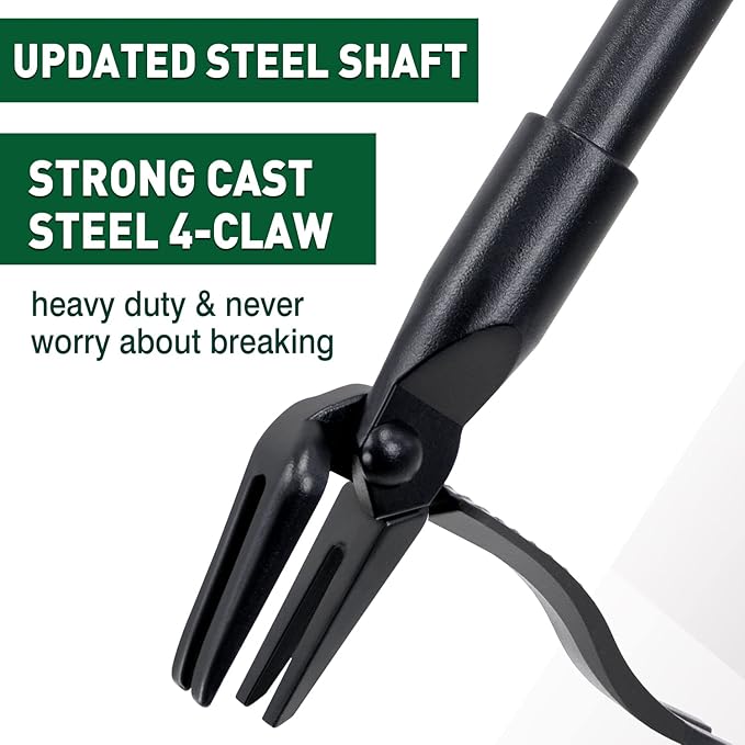 Jardineer Weeder Puller Tool with Long Handle, 45" Stand Up Weed Remover Tool, Weeding Tools Gardening Heavy Duty with 4 Claw Steel Head